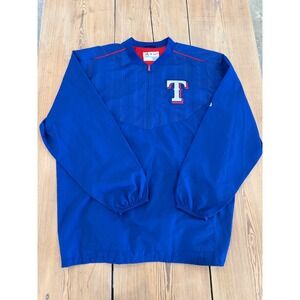 Majestic Texas Rangers MLB Quarter Zip Windbreaker Jacket Blue Mens 2XL